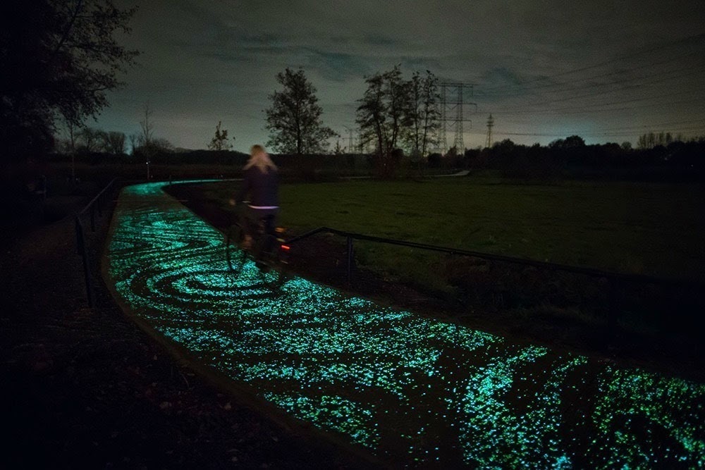 Special glow in the dark paint & LED’s were both used. - Here’s The Coolest Place For A ‘Starry Night’ Bike Ride.