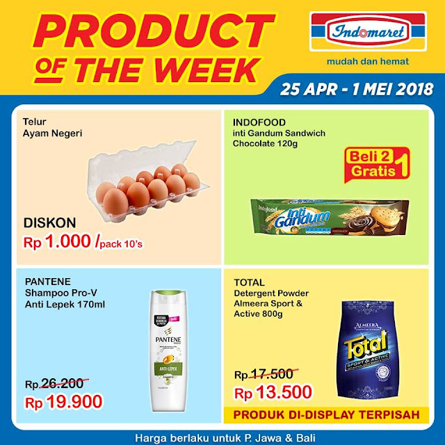 Dapatkan Promo Product Of The Week periode 25 April - 1 Mei 2018 hanya di Indomaret.