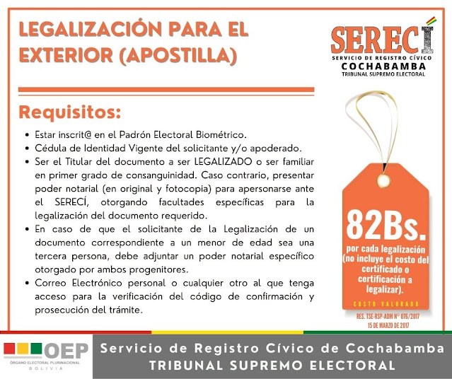 Legalización para el exterior (Apostilla)