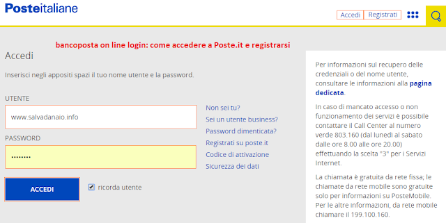 bancoposta on line accesso sito poste italiane