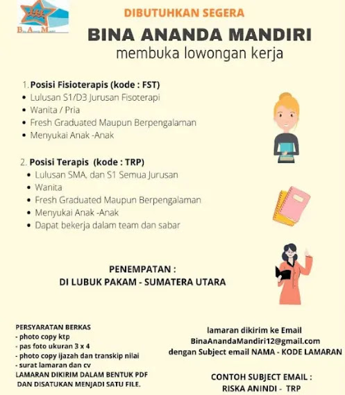 Lowongan Kerja Terapis di Bina Ananda Mandiri