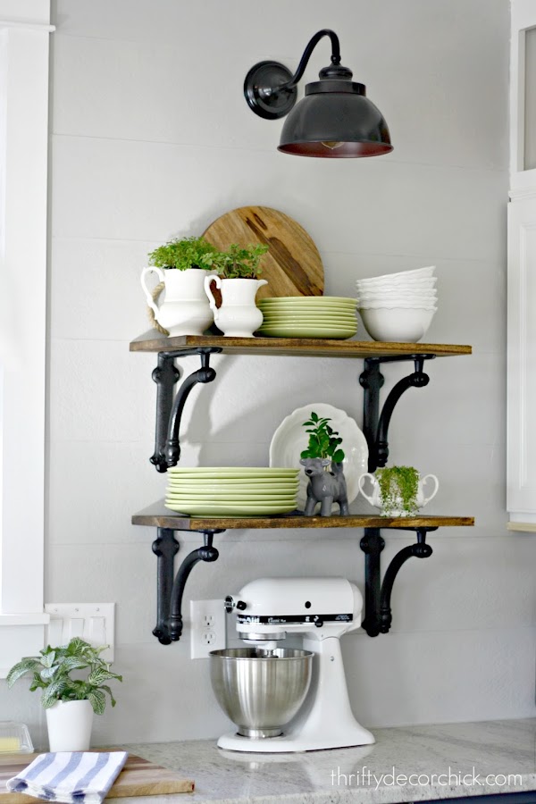 kitchen shelves with brackets