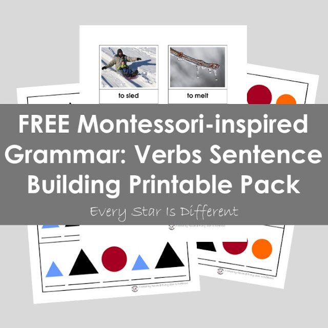 FREE Montessori Grammar: Verbs Sentence Building Printable Pack