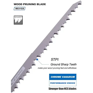 EZARC 5Pcs Wood Pruning Reciprocating Saw Blade Sharp Ground Teeth CRV Long Lifetime Sabre Saw Blades for Wood Woodworking Tools R1231GS HOWN - STORE