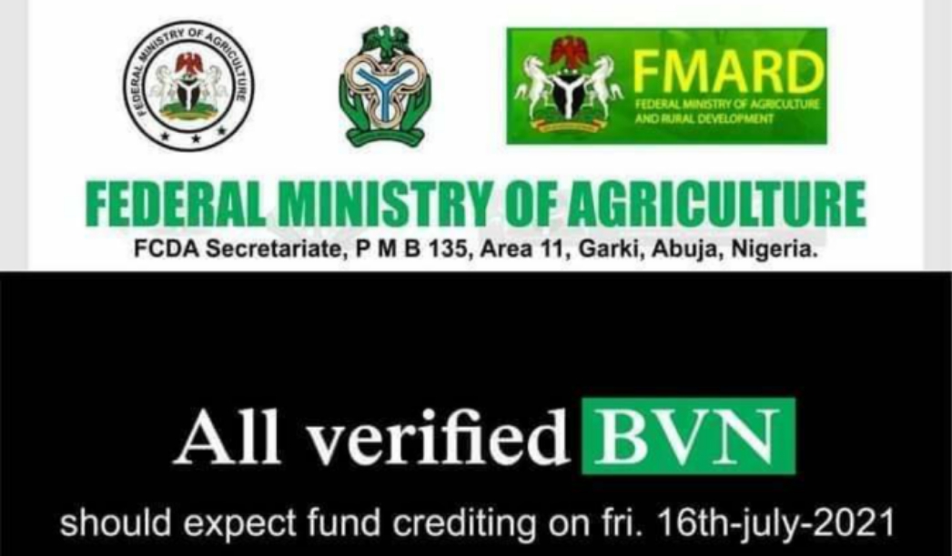 Today we will start sending all those who have verified their BVN, the money to be credited to their bank account, according to FMARD - Comr Abba Sani Pantami