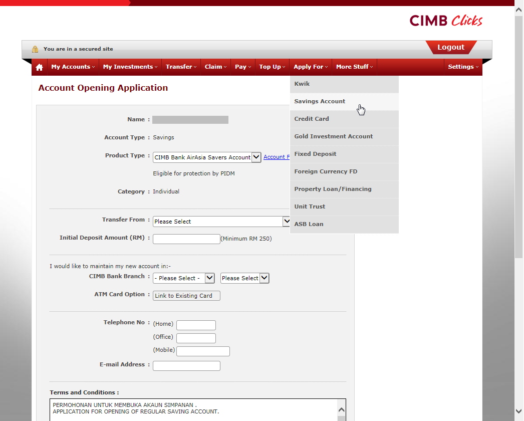 Opened a CIMB AirAsia Savers Account | The 8th Voyager
