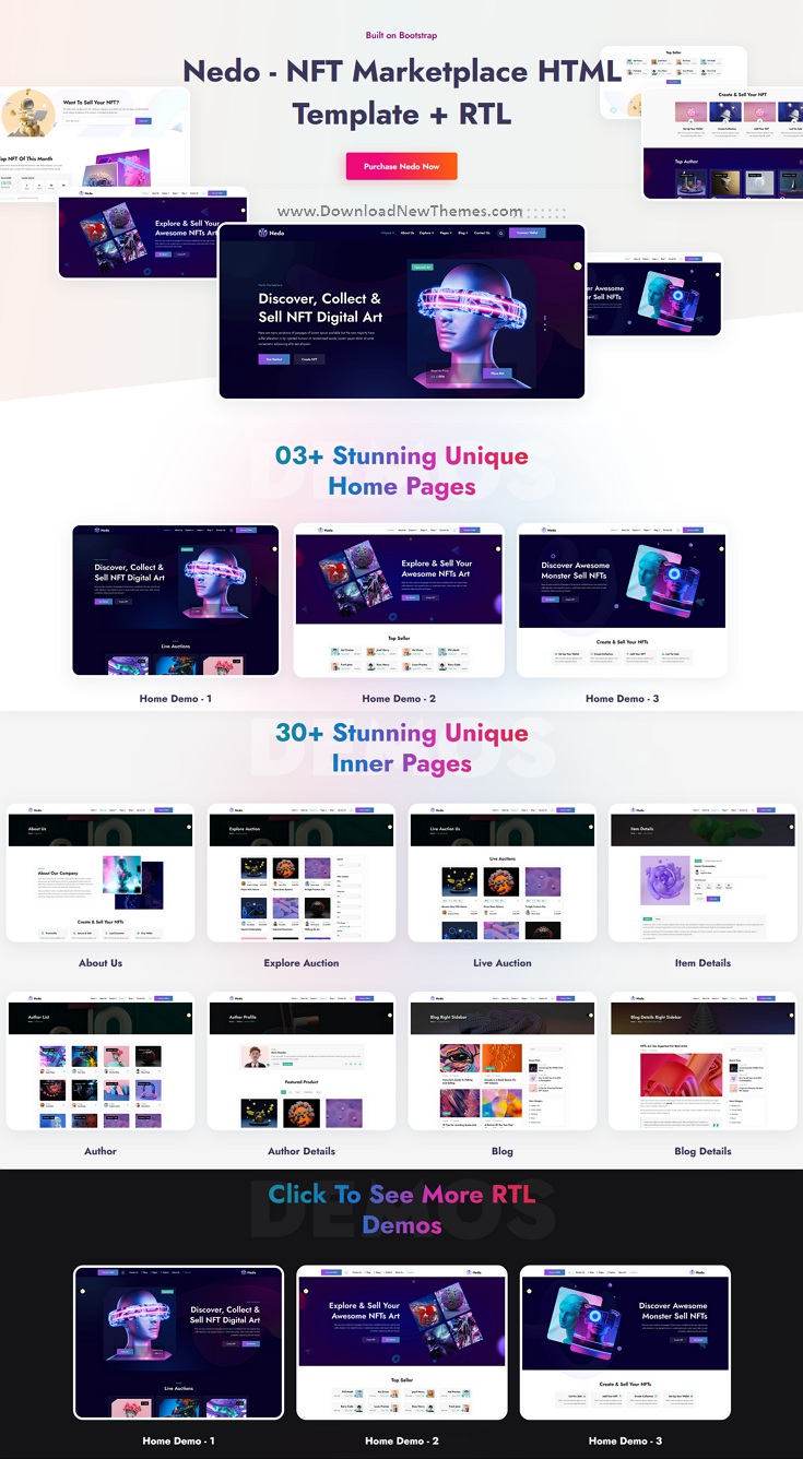 Nedo - NFT Marketplace HTML Template Review