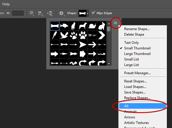 If you do not find the Registration Target2 shape in the panel, click the gear icon in the upper-right corner, and choose “All”.