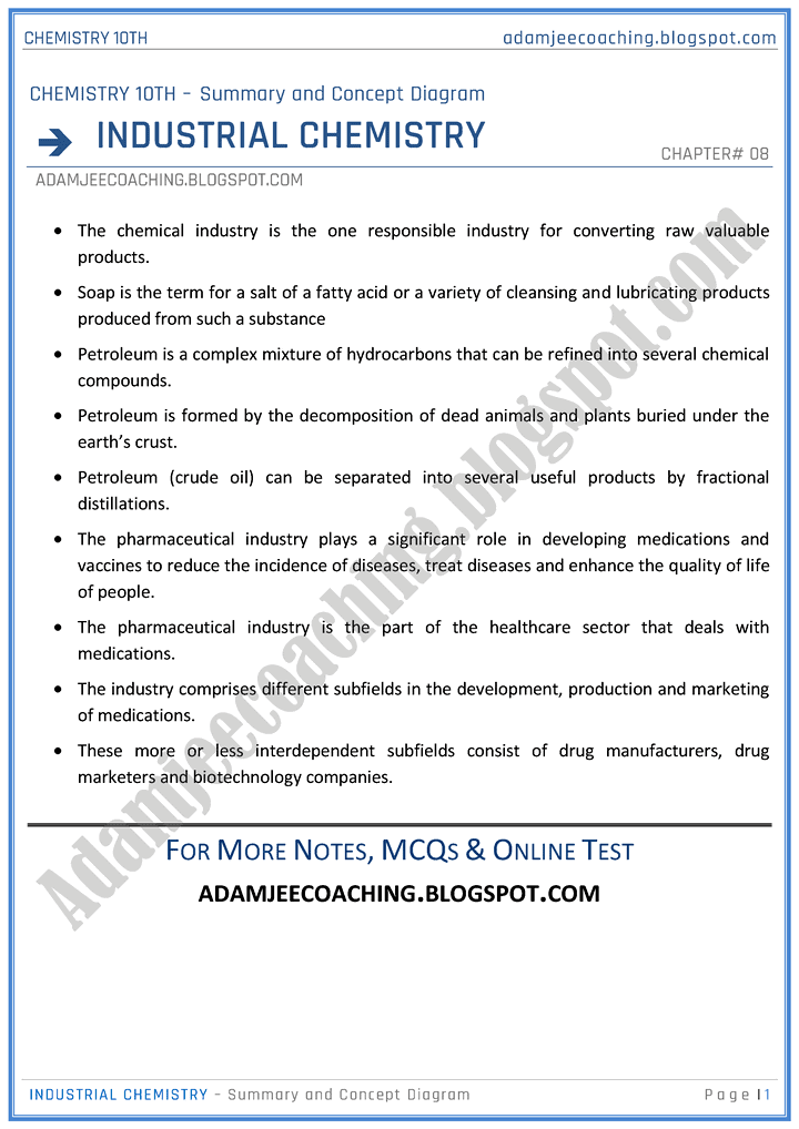 industrial-chemistry-chapter-summary-chemistry-10th