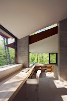 Nagano House Divided Design with 4 Areas and Rooflines Around as a Central Pillar