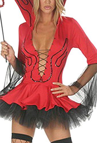 Sexy Devil Halloween Costumes - Zkess Women's Stylish Lil Devil Halloween Costume