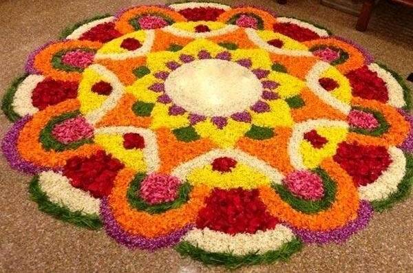 Different flower rangoli design