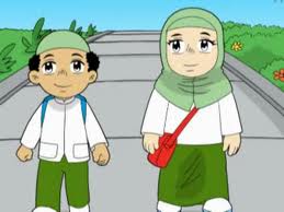Gambar kartun anak berangkat sekolah