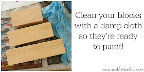 Clean Your Blocks Ready to Paint  - DIY Holiday Decor Blocks Project