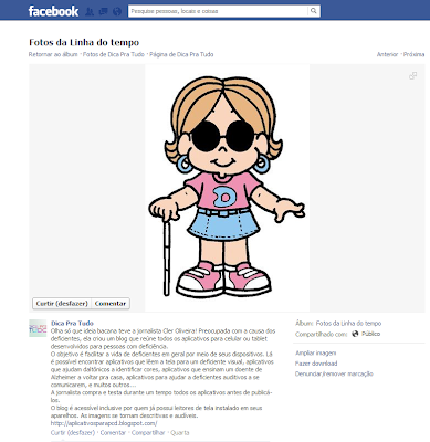 Imagem da personagem da turma da mônica Dorinha e o texto da fanpage Dica pra tudo no facebook