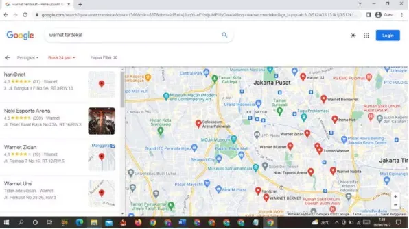 Lokasi Warnet Terdekat di Google Maps