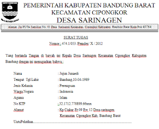 Contoh Surat Jalan atau Surat Tugas dari Kantor  Kumpulan 