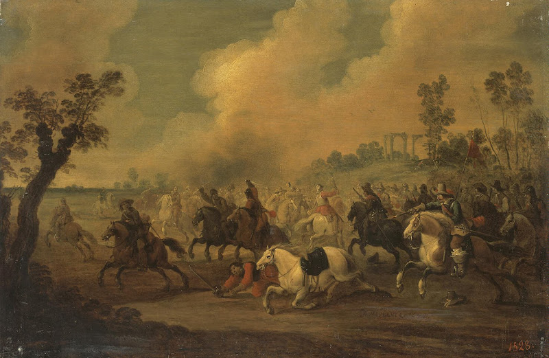 Cavalry Battle by Pieter Meulener - Battle, History Paintings from Hermitage Museum