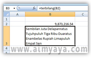  Gambar: Contoh pemakaian fungsi terbilang 