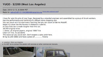 funny craigslist yugo ad