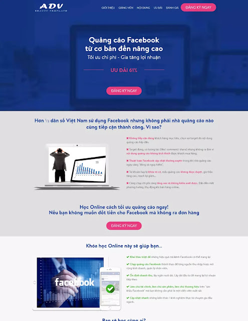 Template blogspot landing page Dịch vụ Facebook