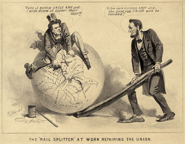 CARTOON ON MENDING THE UNION AFTER CIVIL WAR