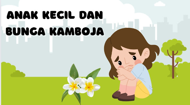 Anak kecil dan bunga Kamboja