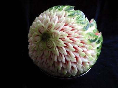 Watermelon carving art - seen at curiousphotos.blogspot.com