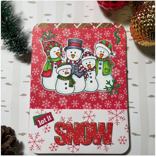 Let it snow by Carri features Frosty Friends by Newton's Nook Designs; #inkypaws, #newtonsnook, #snowmancards, #cardmaking, #cardchallenge, #wintercards