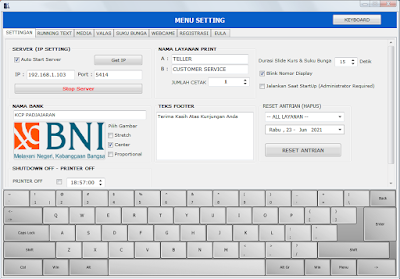 APLIKASI ANTRIAN BANK BNI, software antrian bank bni, source code antrian bank bni, mesin antrian, program antrian bank