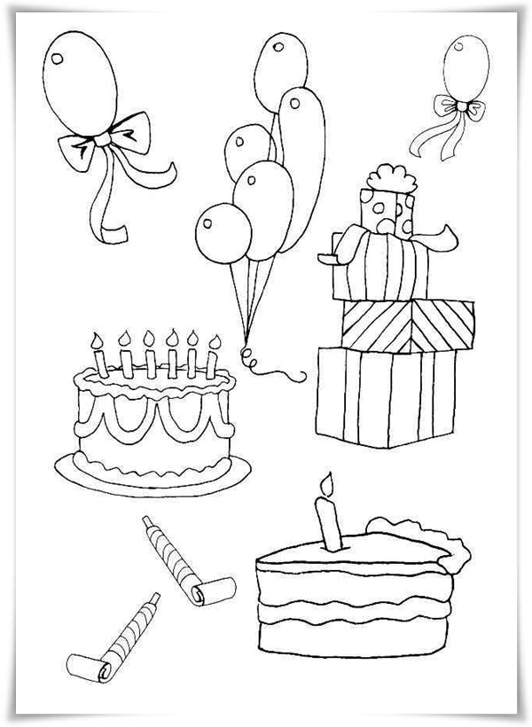 Malvorlage von einer Geburtstagstorte Kuchen Ausmalbild