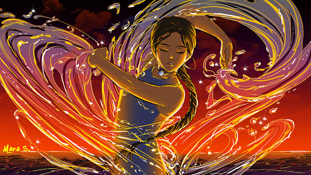   The Last Airbender Katara Sea Waterbender Girl Female Animation hd wallpaper desktop pc background 0003.