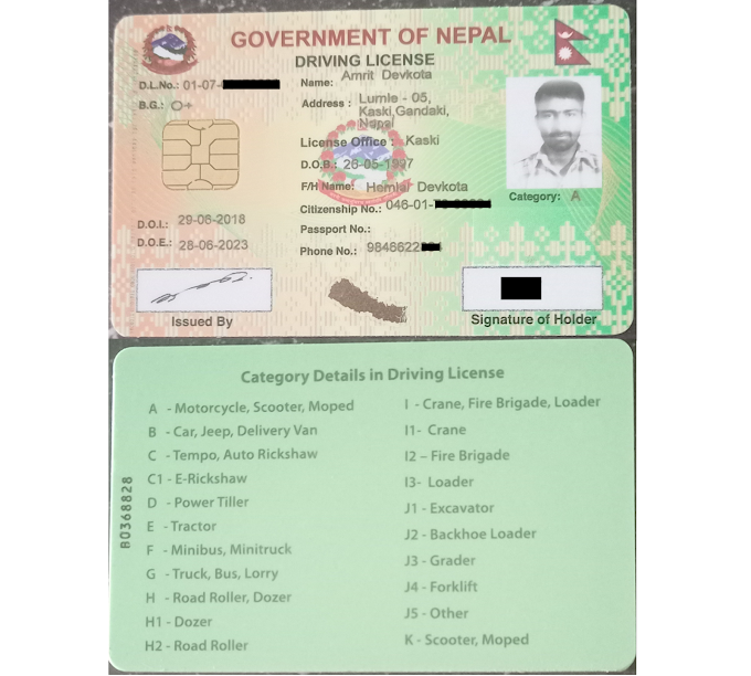 Online Driving License Registration Form in Nepal