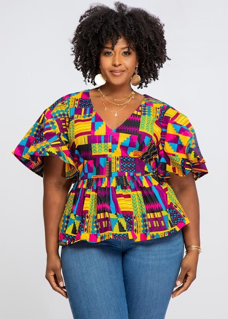 Ankara Peplum Tops For Plus Size Ladies.