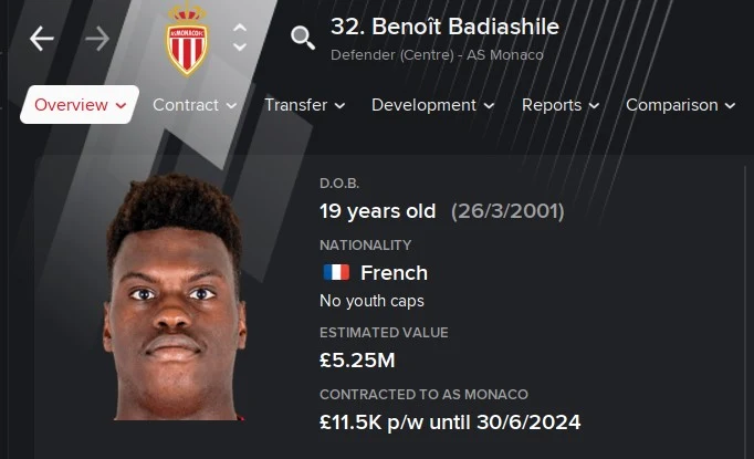 Benoit Badiashile FM21 Football Manager 2021 Wonderkid