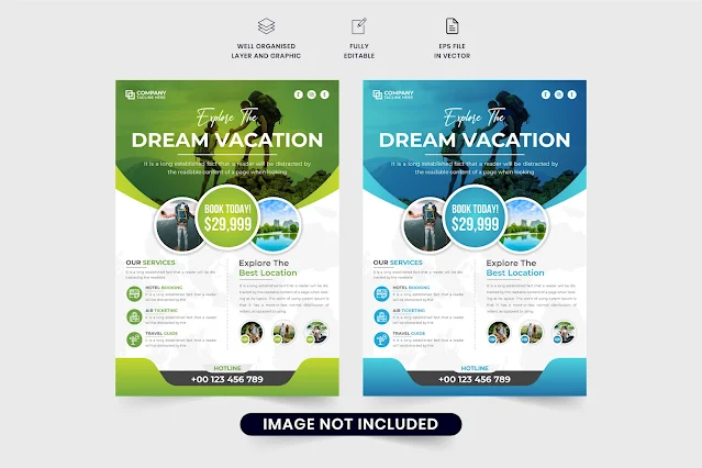 Holiday trip planner agency flyer vector free download