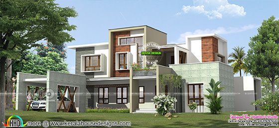 Contemporary box  model  home with 4 BHK Kerala home 