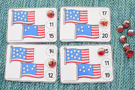 4th of July 1-20 Counting Clipcards