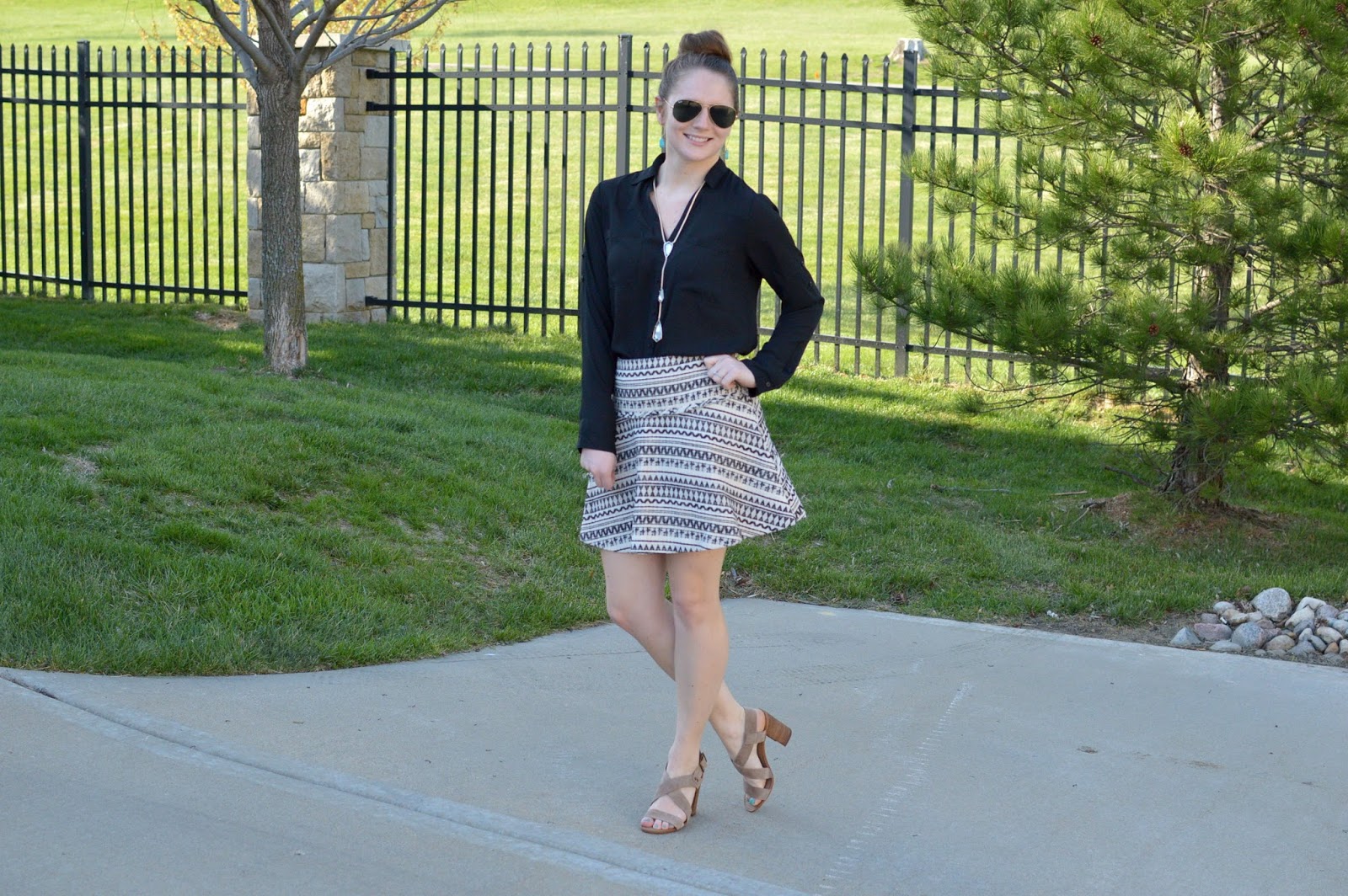jacquard fit and flare skirt | a memory of us | how to style a patterned skirt