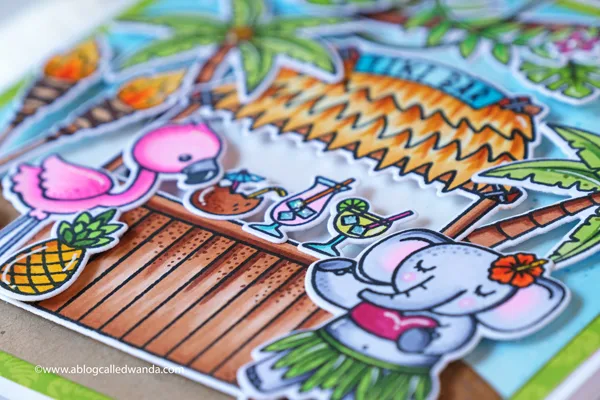 Sunny Studio Stamps: Tiki Time Tropical Scenes Card by Wanda Guess