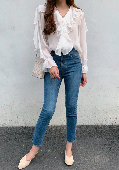 Frilled Sheer Blouse