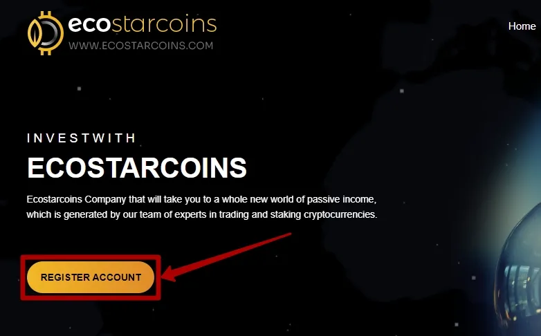 Регистрация в EcoStarCoins