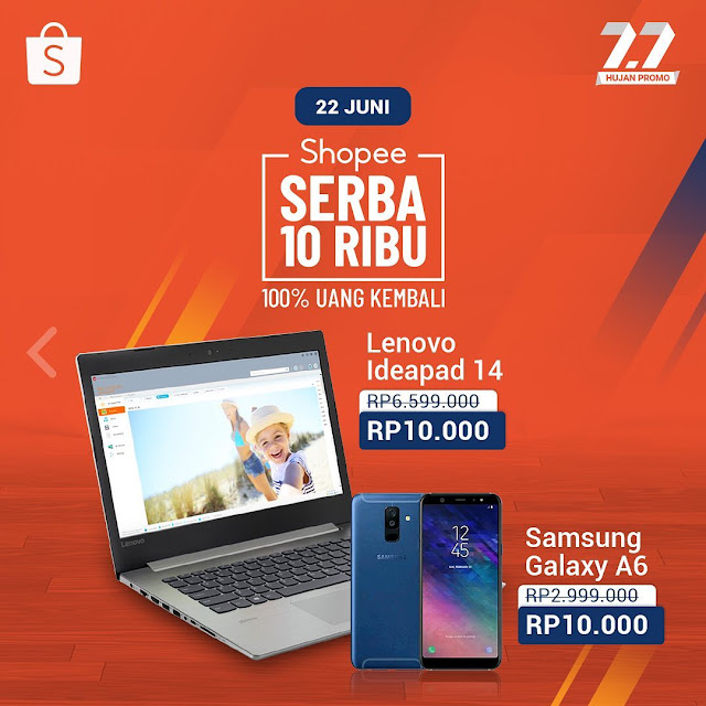 #Shopee - #Promo Serba 10 Ribu & 100% Uang Kembali (23 Juni 2019)