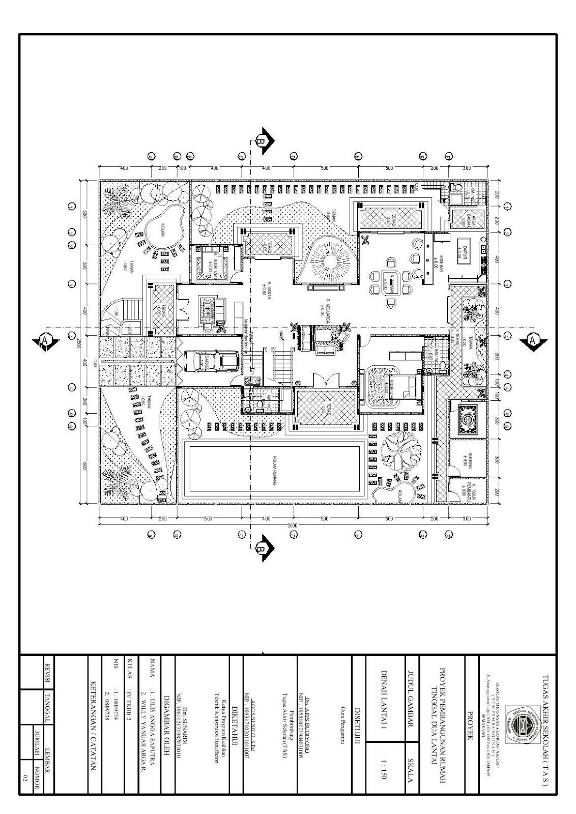 GAMBAR RUMAH TINGGAL 2 LANTAI AUTO CAD TUGAS AKHIR SEKOLAH