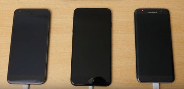 Google Pixel, iPhone 7 and S7 Edge Battery Charge Test