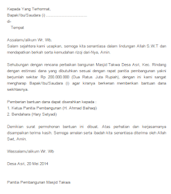 contoh surat permohonan bantuan dana