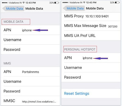 Mobile Data and Personal hotspot - techinfo data