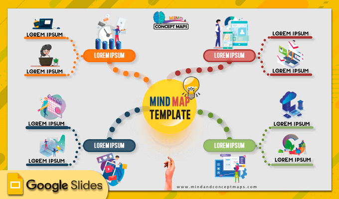 3. Google Slides brain mind map template with beautiful design