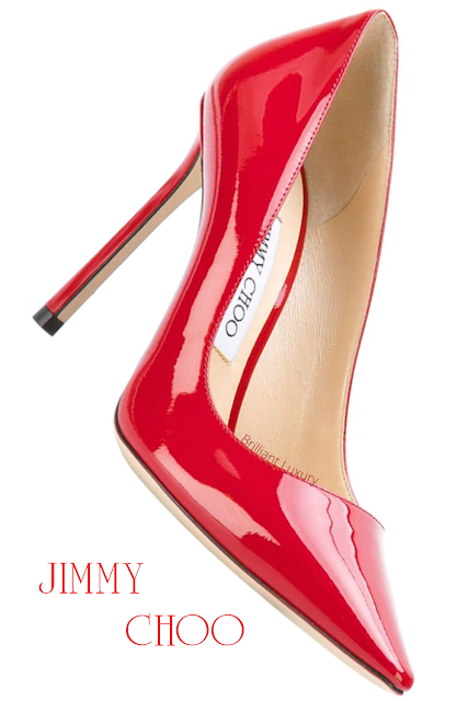 ♦Jimmy Choo Anouk hot red pointed toe patent leather high heel pumps #jimmychoo #shoes #red #brilliantluxury