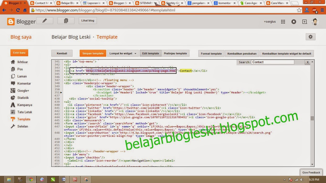 Panduan Lengkap dengan Gambar cara membuat Contact Me di blog  Belajar Blog Leski